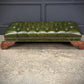 Vintage Regency Green Buttoned Leather Footstool