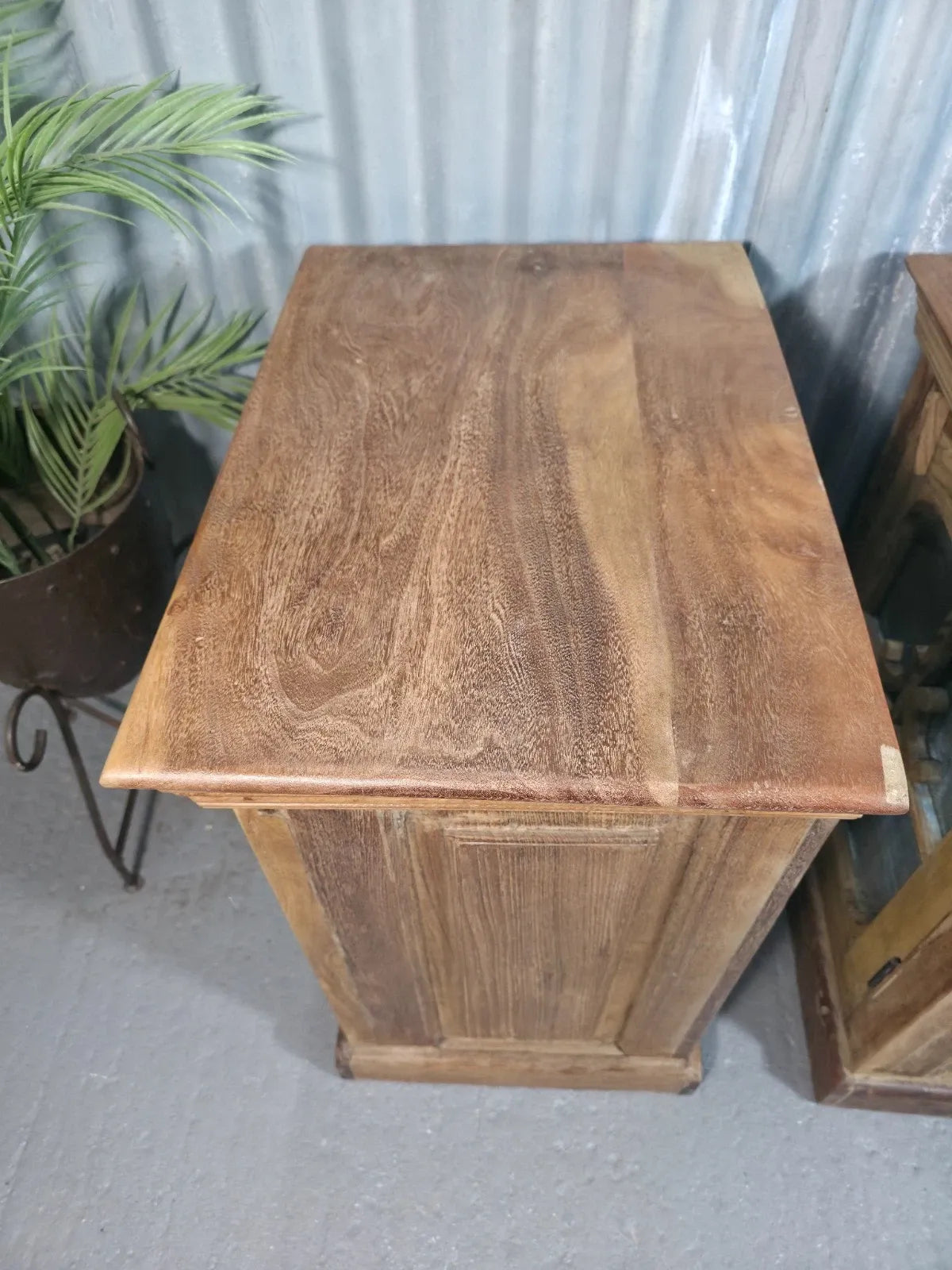 Vintage Solid Wooden Indian Carved Bedside Cupboards Cabinets