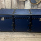 Handmade Leather Blue Ottoman Vintage Storage Chests, Custom Made Furniture