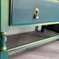 Teal Green Vintage Hand Painted Chest of Drawers | 1930s Oak Dresser | Upcycled Statement Furniture