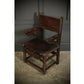 Pair Of Oak And Leather Antique Armchairs