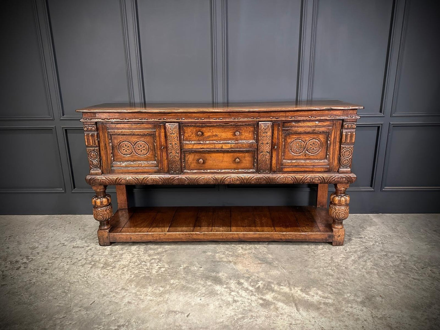 Solid Oak Potboard Dresser Antique Sideboard