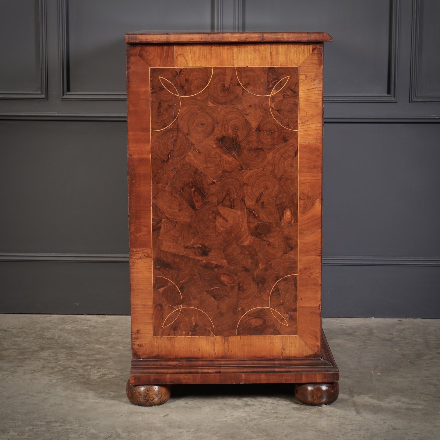 William & Mary Oyster Veneered Art Deco Chest Of Drawers