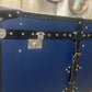 Handmade Leather Blue Ottoman Vintage Storage Chests, Custom Made Furniture