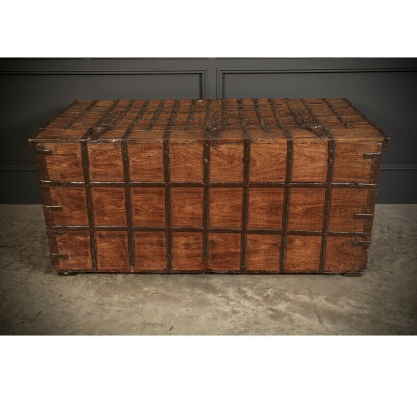 Large Iron Bound Indian Hardwood Trunk