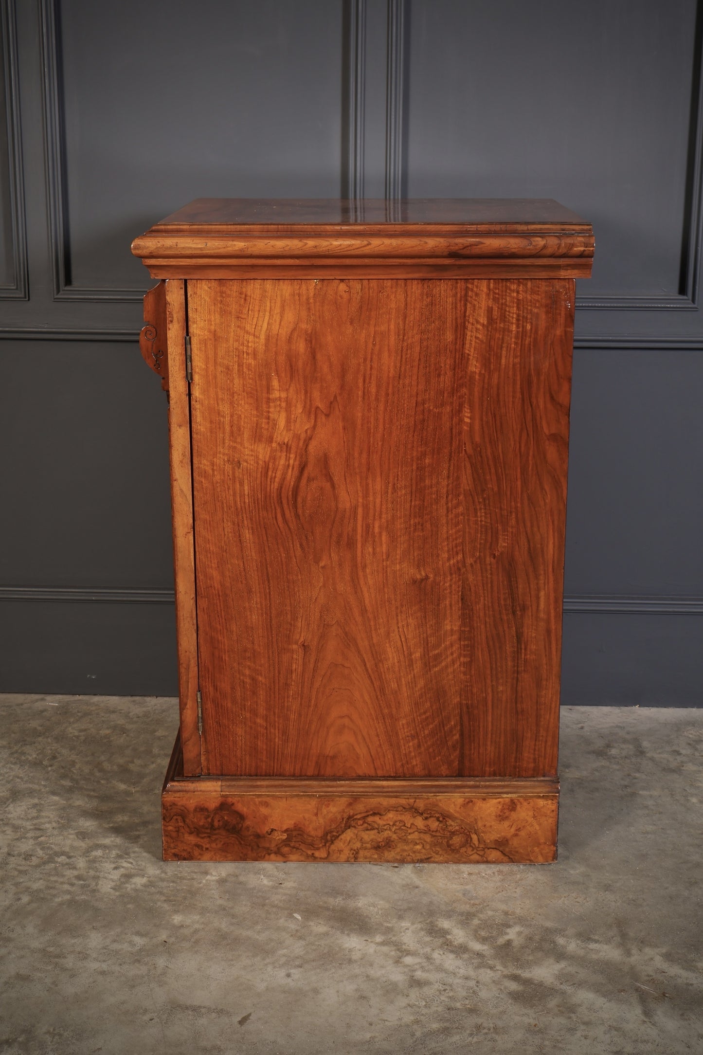 Large Pair Of Vintage Figured Walnut Pedestal Cabinets