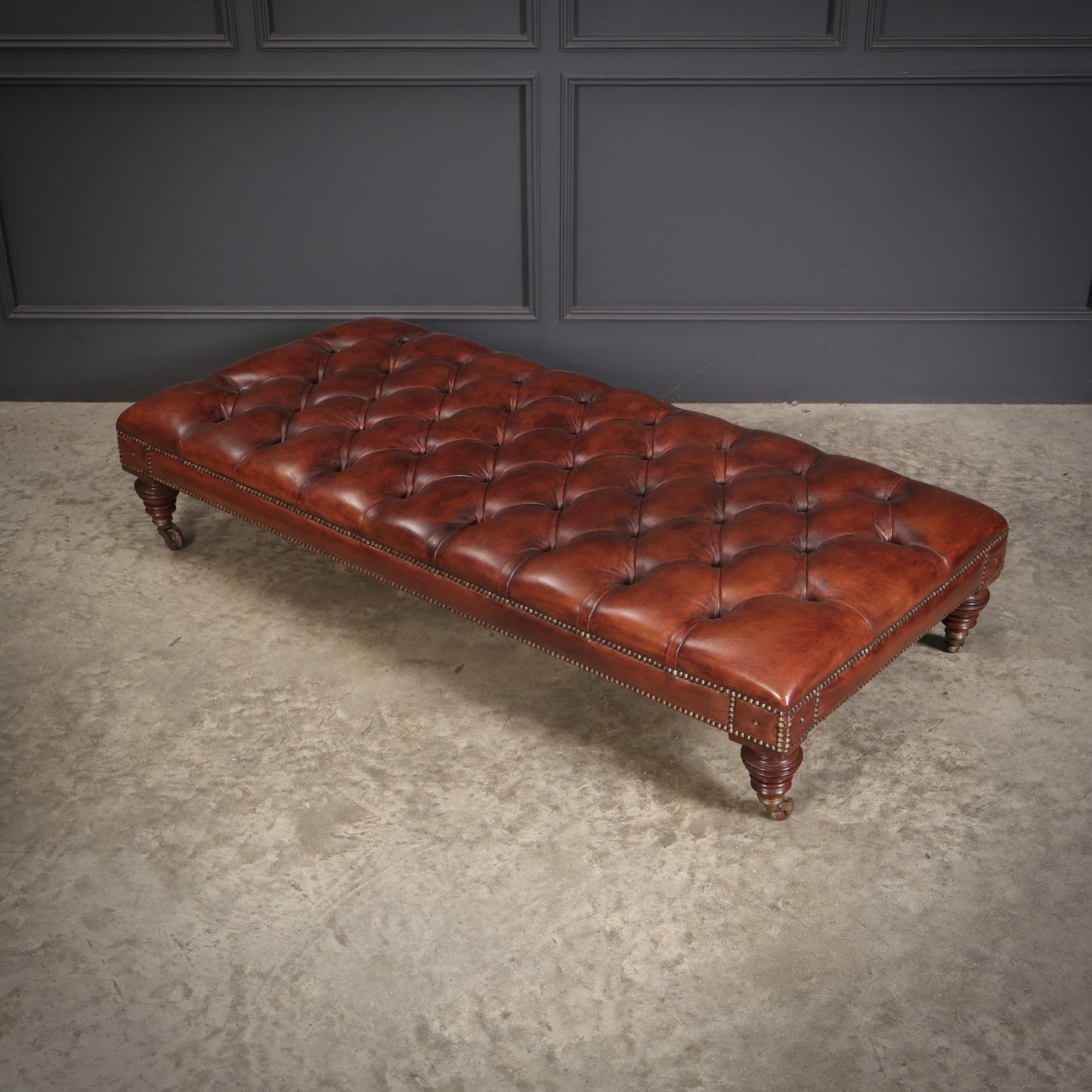Vintage Victorian Buttoned Leather Footstool