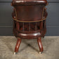 Pair Of Vintage Victorian Mahogany & Buttoned Leather Captains Desk Chairs