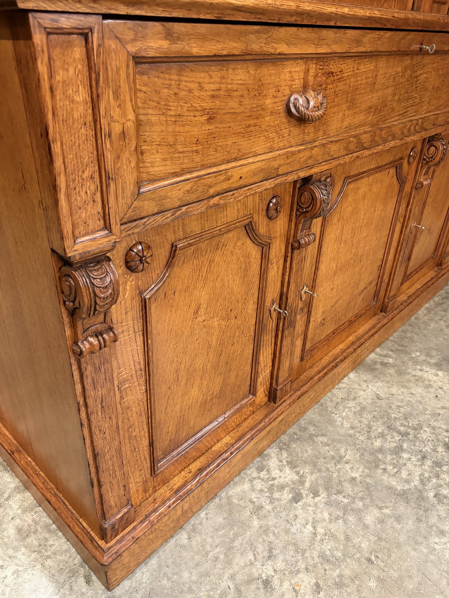 Large Vintage Early Victorian Breakfront Oak Bookcase