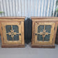 Vintage Solid Wooden Indian Carved Bedside Cupboards Cabinets
