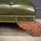 Vintage Regency Green Buttoned Leather Footstool