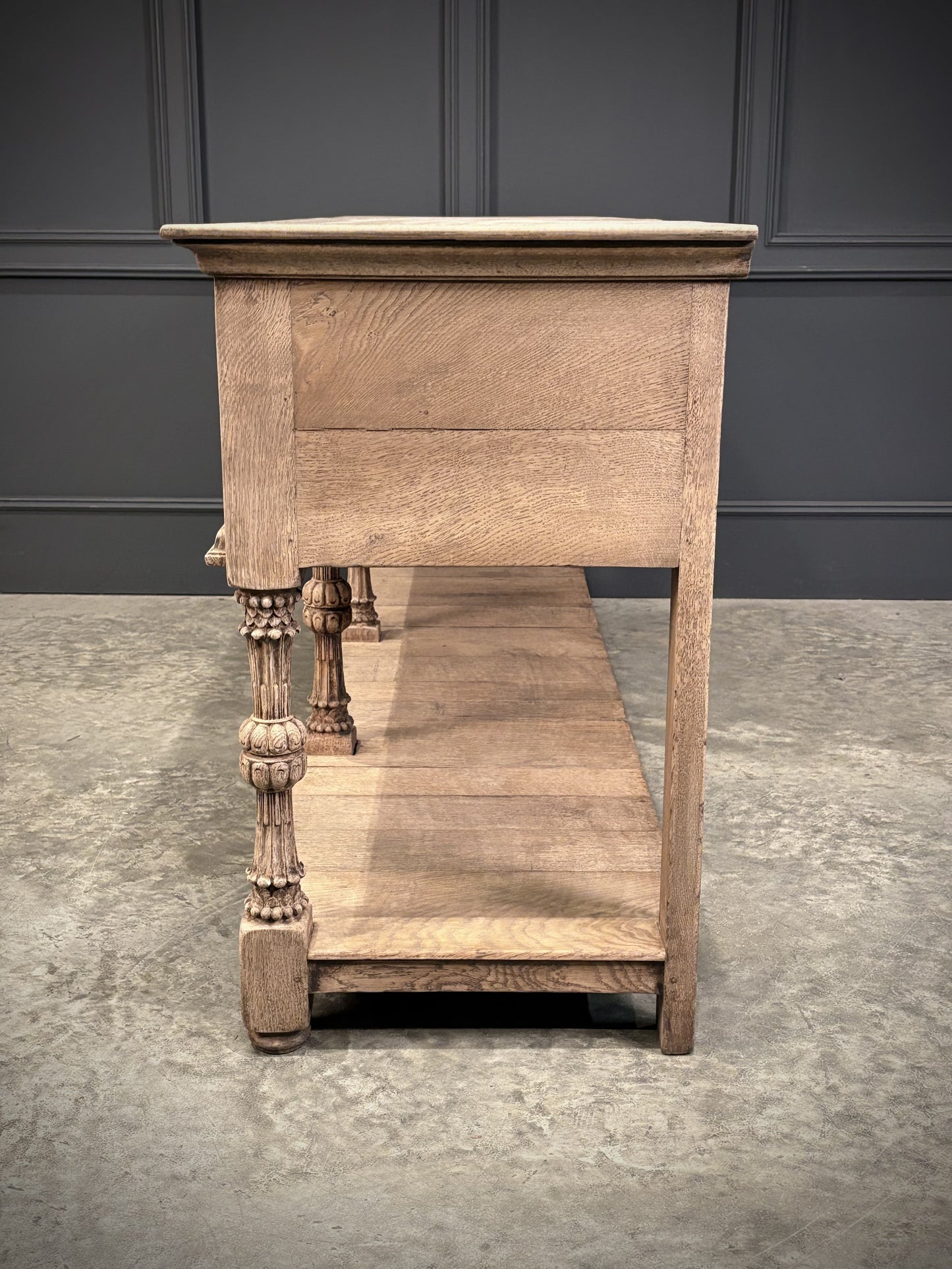 Vintage Bleached Carved Oak Potboard Dresser Sideboard
