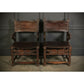 Pair Of Oak And Leather Antique Armchairs