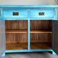 Turquoise & Blue Oak Sideboard | Cabinet, Storage Cupboard Hand Painted