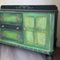 Hand Painted Oak Sideboard | Upcycled Dark Green Storage Vintage Cabinet