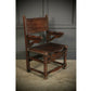 Pair Of Oak And Leather Antique Armchairs