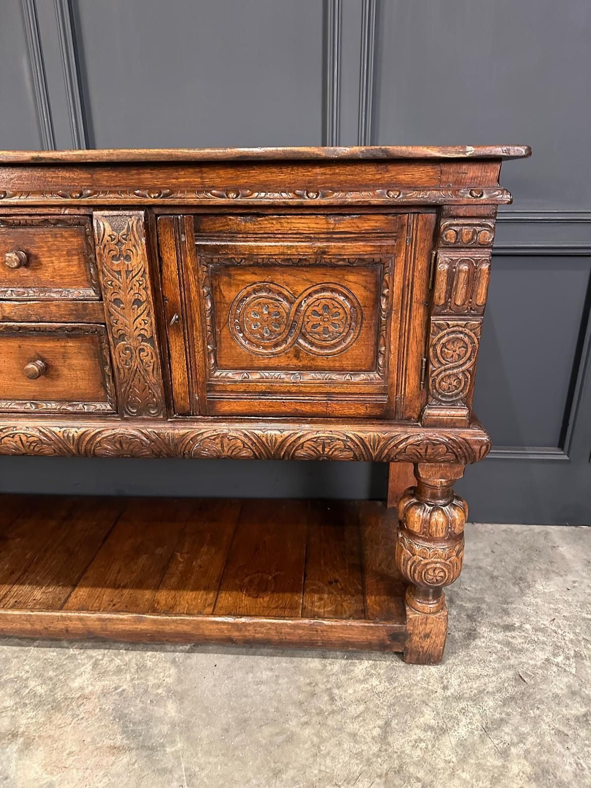 Solid Oak Potboard Dresser Antique Sideboard