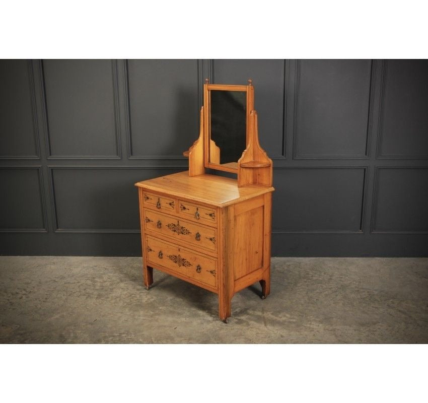 Satin Birch Stencilled Vintage Dressing Chest