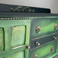 Hand Painted Oak Sideboard | Upcycled Dark Green Storage Vintage Cabinet