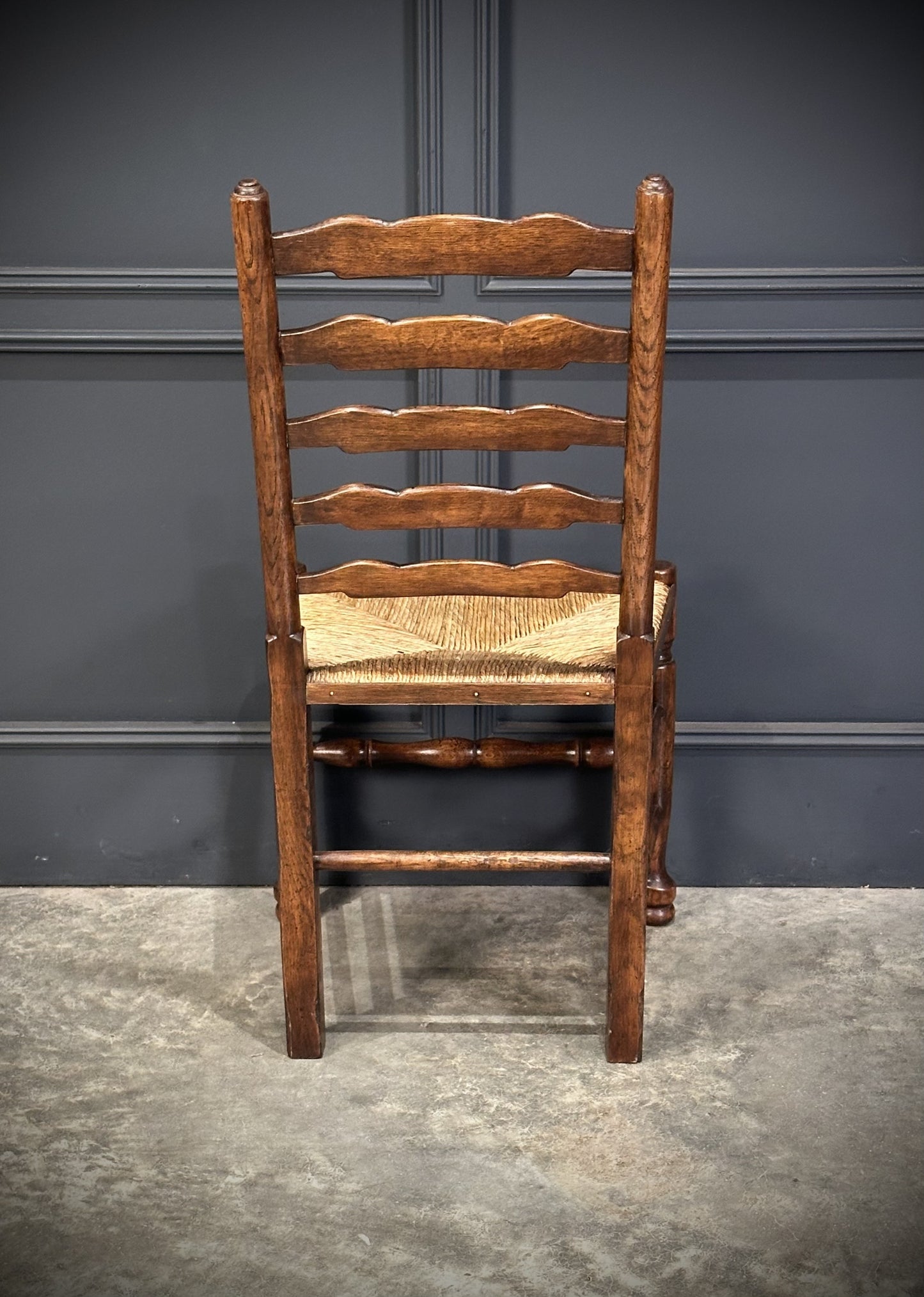 Set Of Eight Antique Ladder Back Dining Chairs