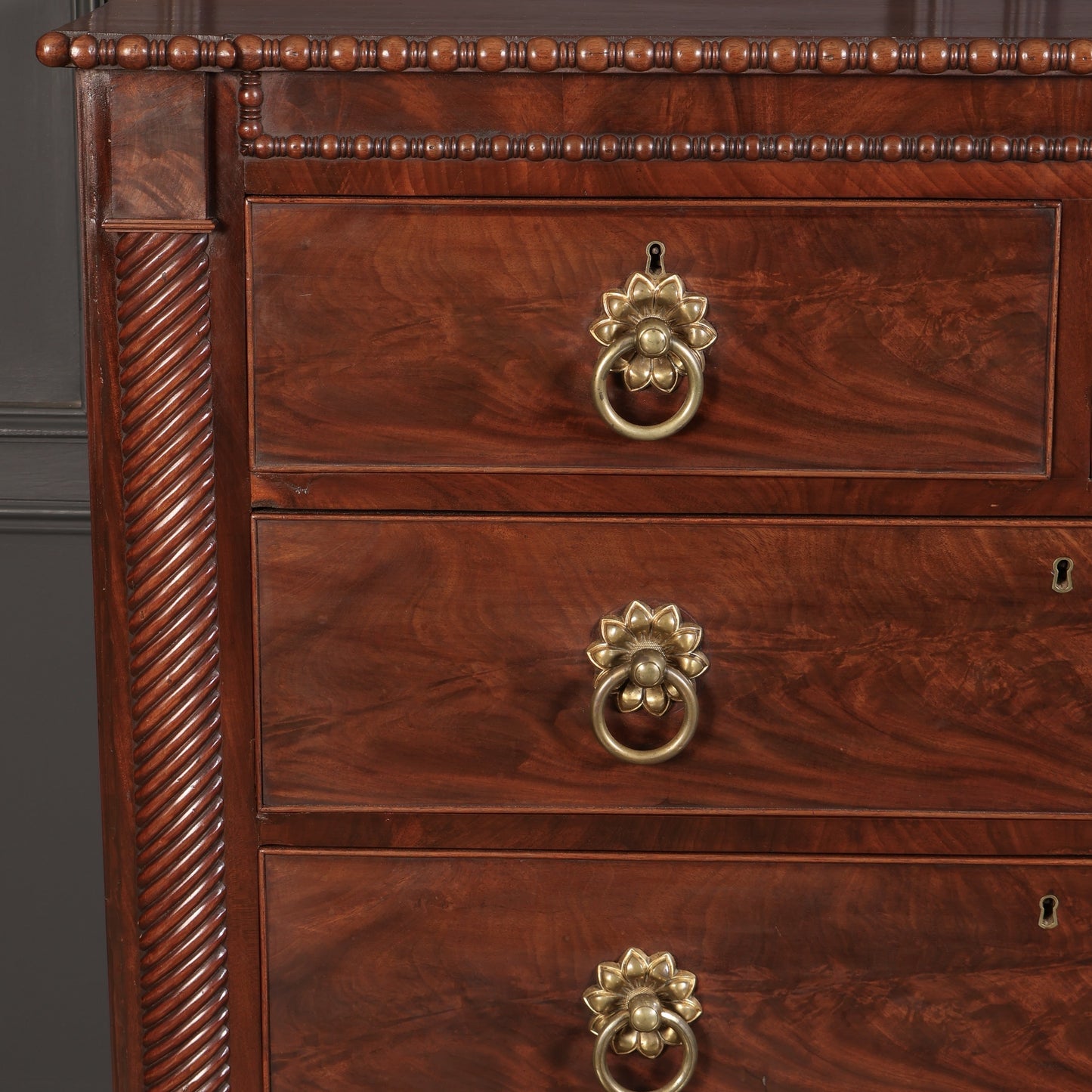 Antique Flame Mahogany Scottish Chest of Drawers