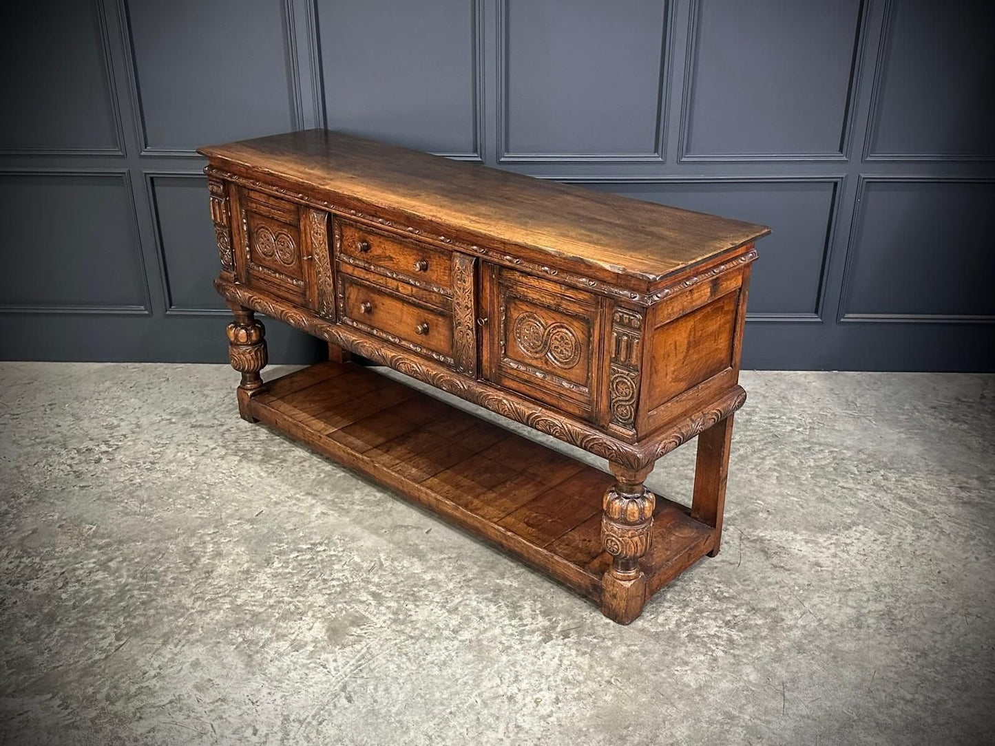 Solid Oak Potboard Dresser Antique Sideboard