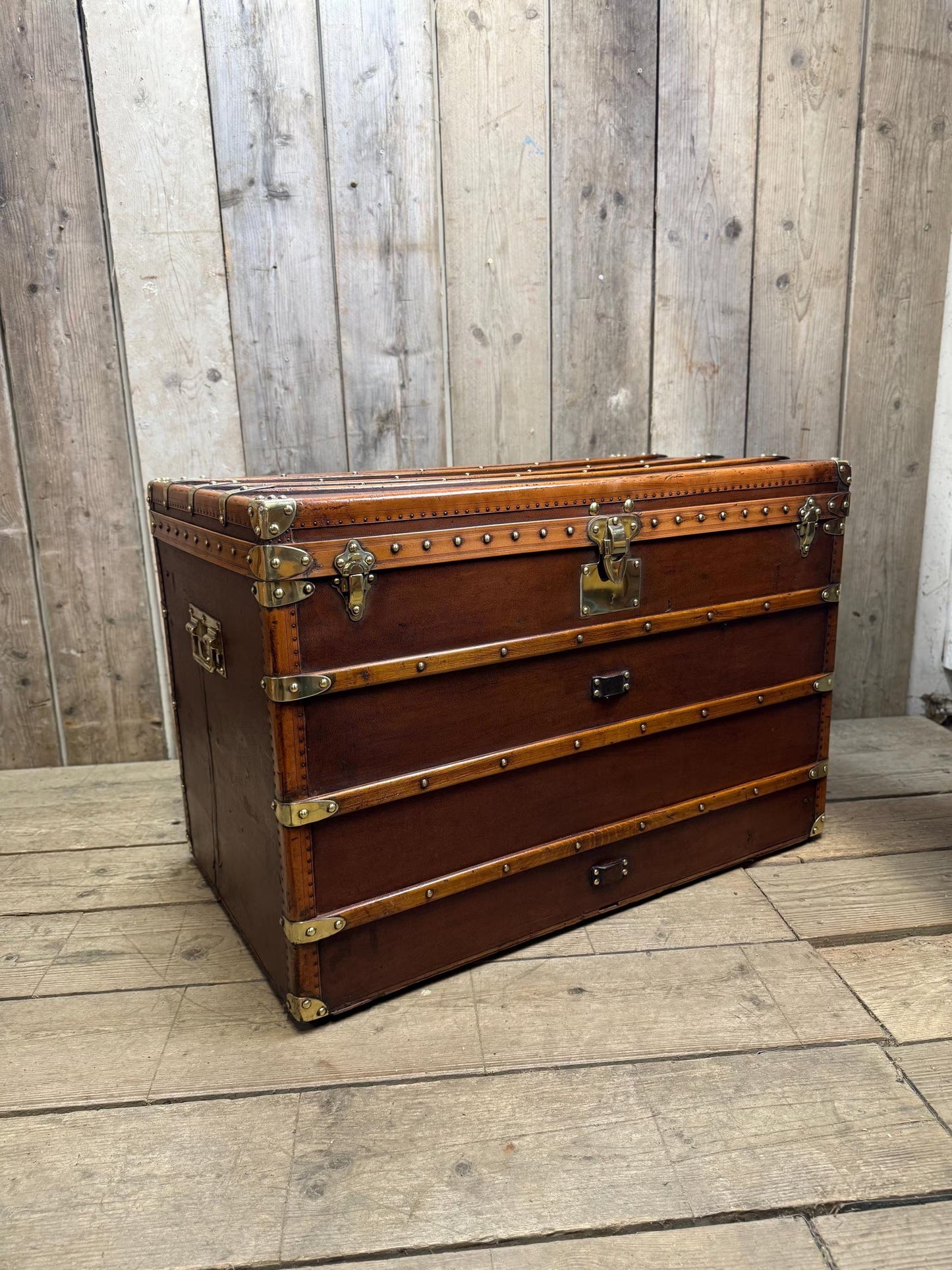 Vintage XL French Steamer Storage Trunk