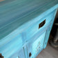 Turquoise & Blue Oak Sideboard | Cabinet, Storage Cupboard Hand Painted
