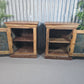 Vintage Solid Wooden Indian Carved Bedside Cupboards Cabinets