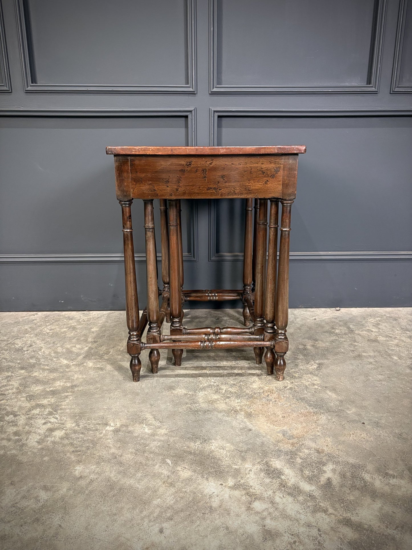 Nest Of Three Embossed Carved Leather Top Tables