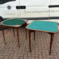 Pair 18th Century Dutch Marquetry Antique Games Tables, With Fold Over Lid & Card Playing Area
