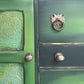 Hand Painted Oak Sideboard | Upcycled Dark Green Storage Vintage Cabinet