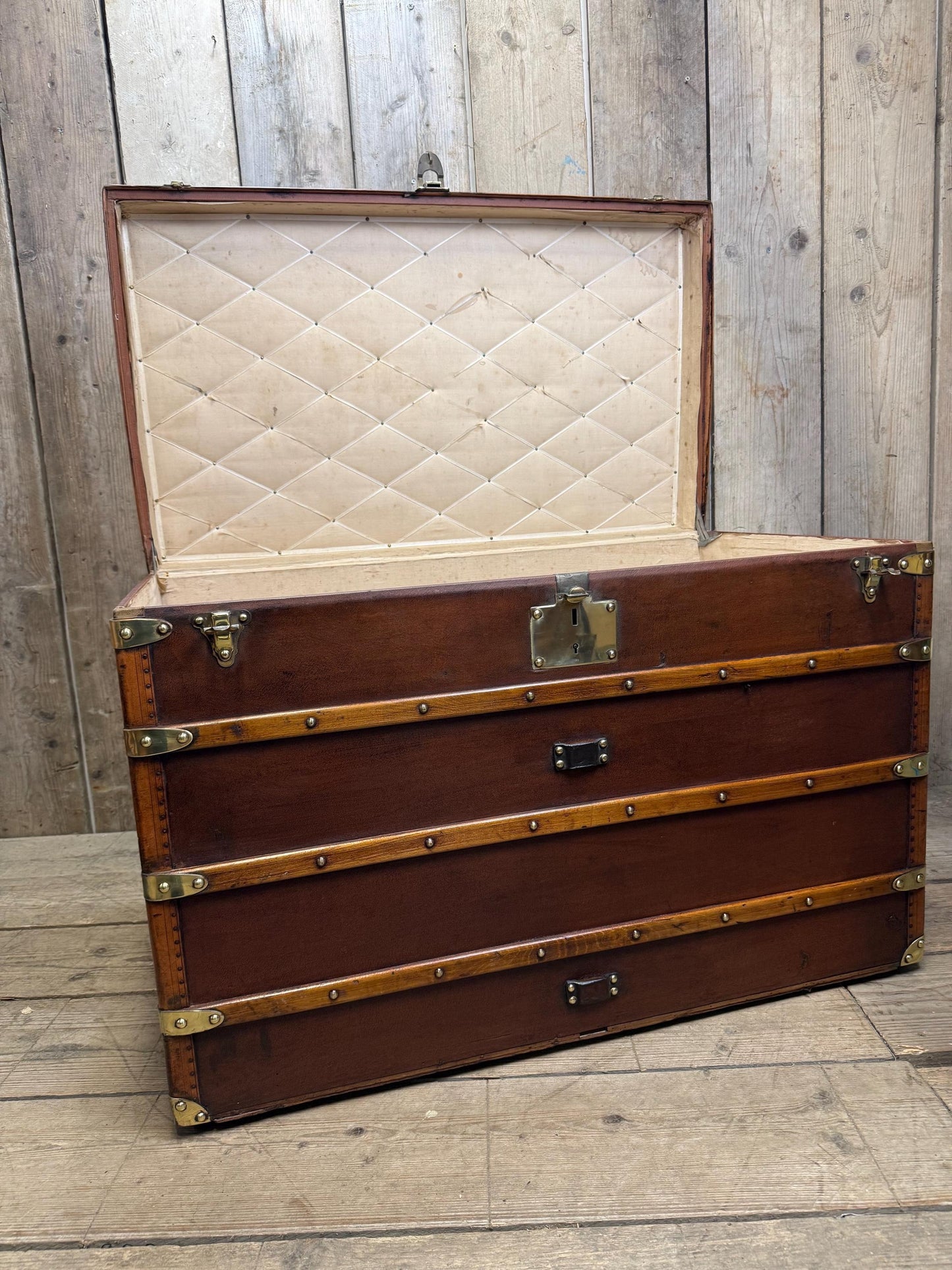 Vintage XL French Steamer Storage Trunk