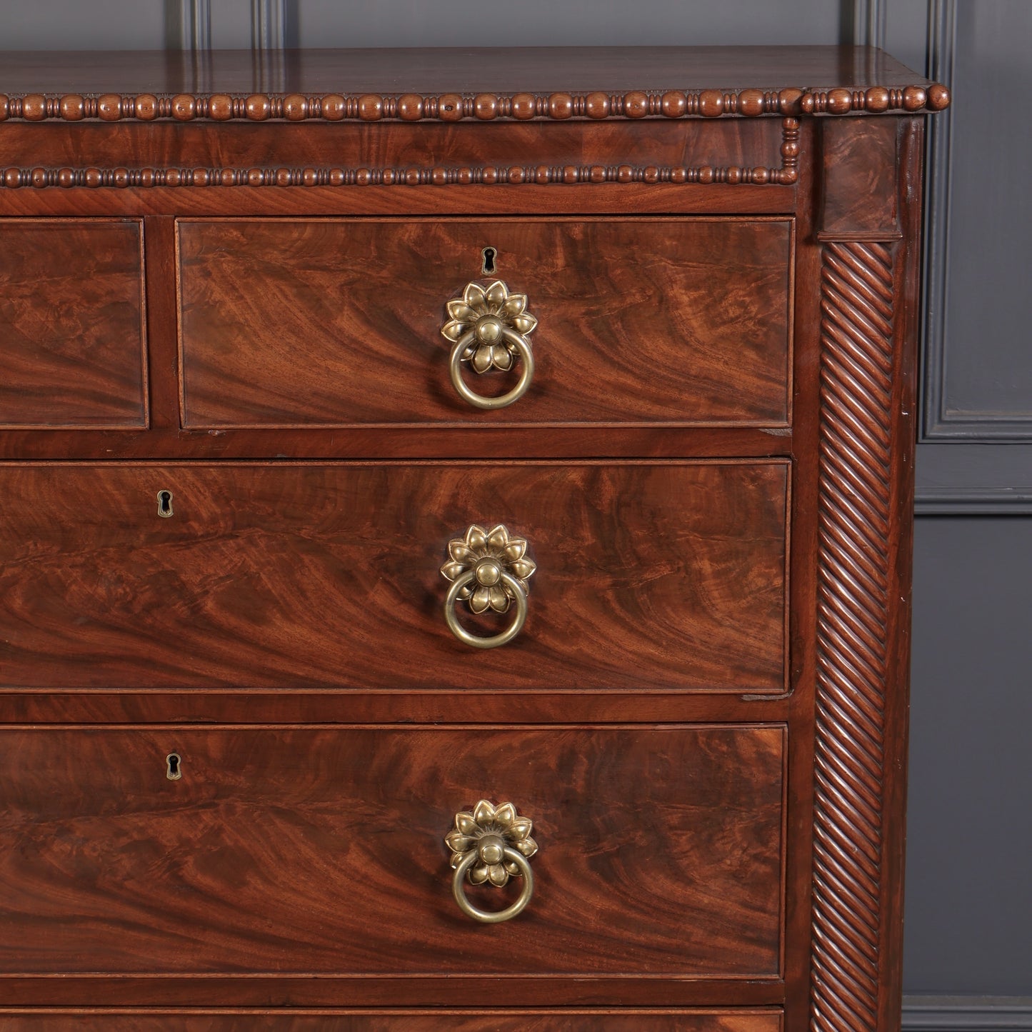 Antique Flame Mahogany Scottish Chest of Drawers