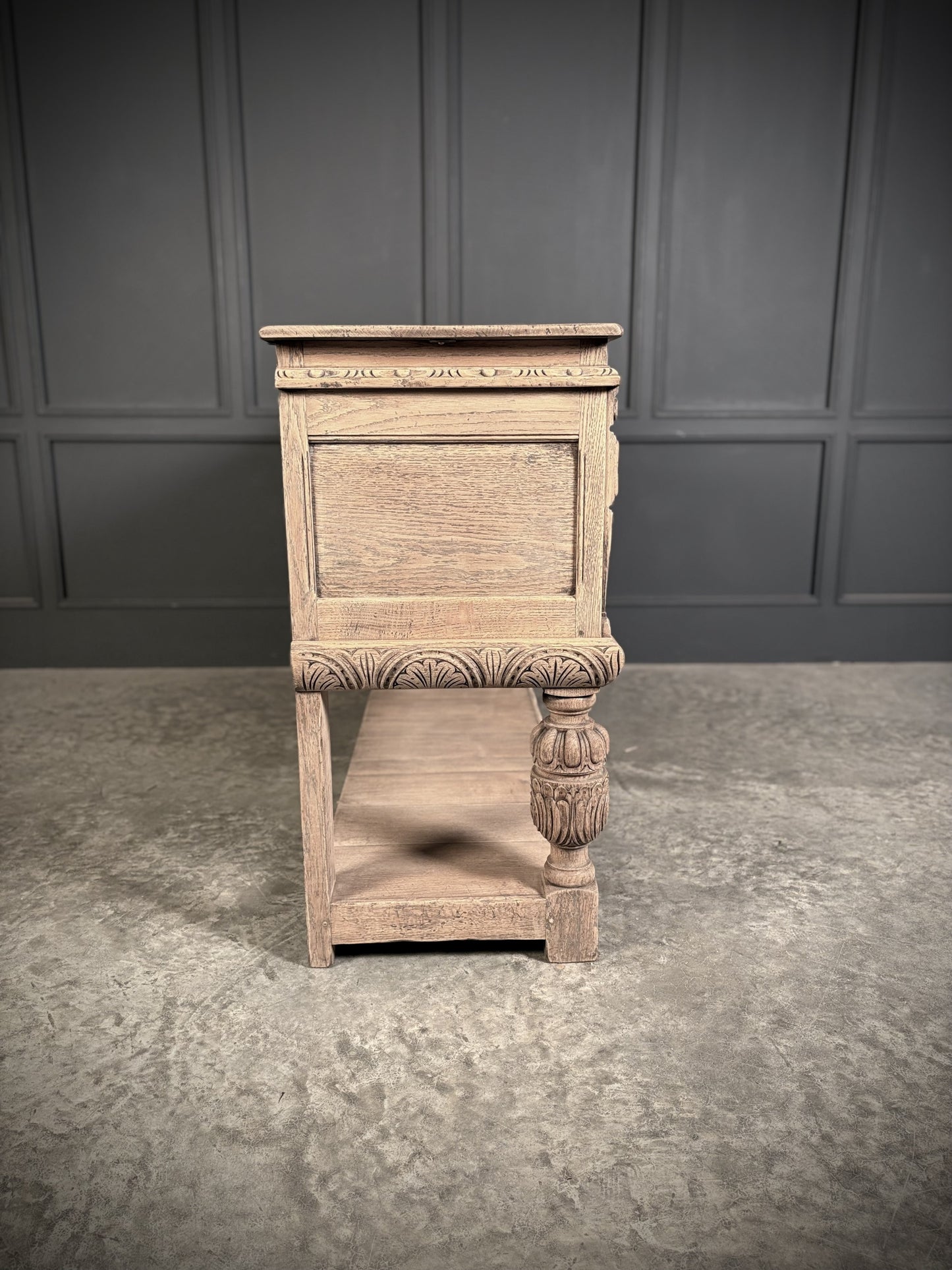 Carved Bleached Antique Oak Carved Sideboard