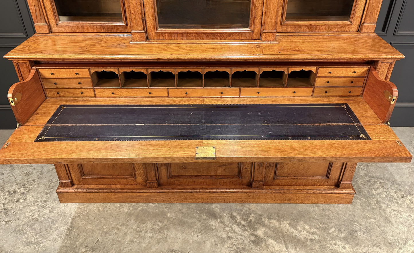 Large Vintage Early Victorian Breakfront Oak Bookcase