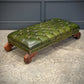 Vintage Regency Green Buttoned Leather Footstool