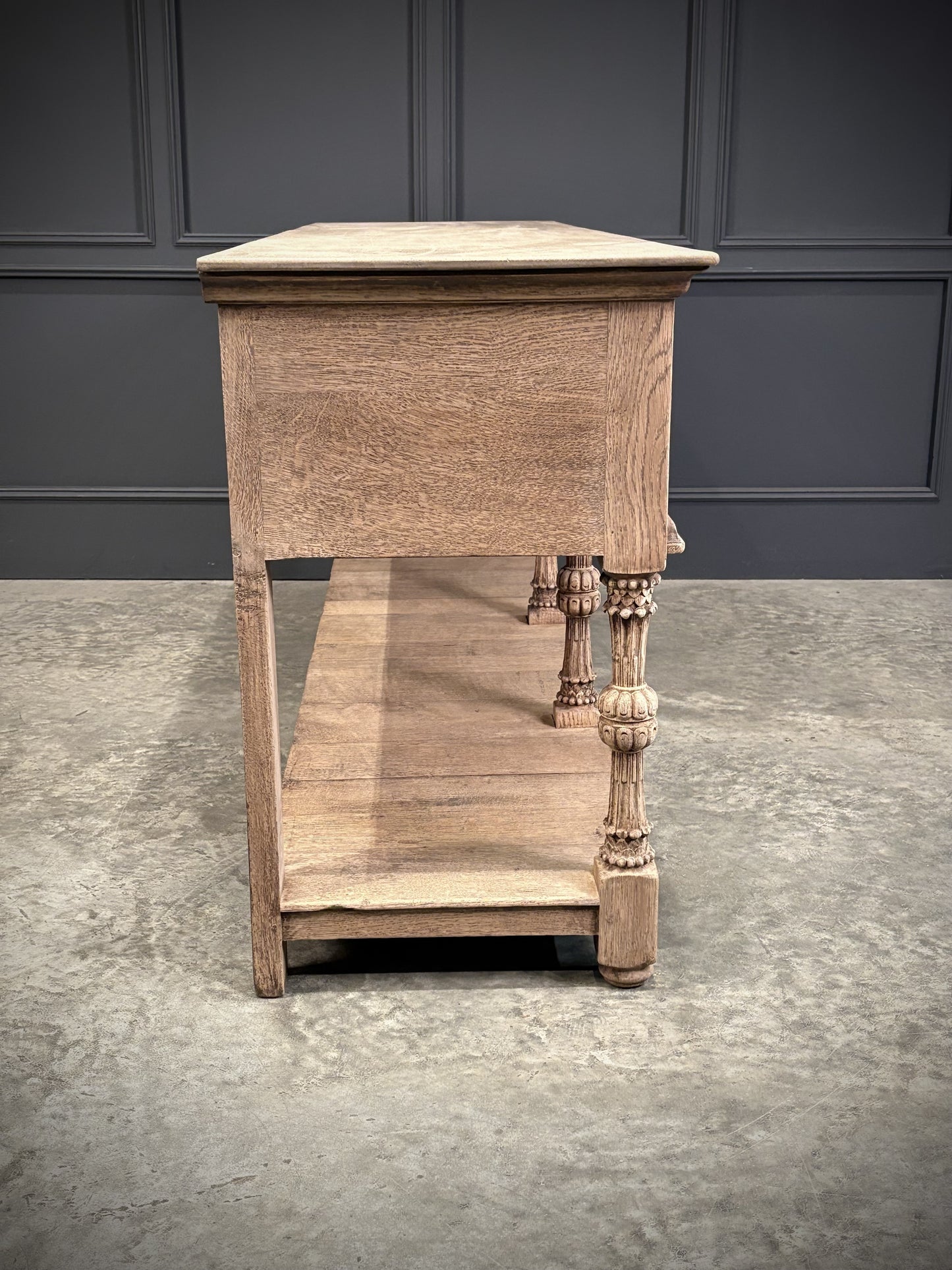 Vintage Bleached Carved Oak Potboard Dresser Sideboard