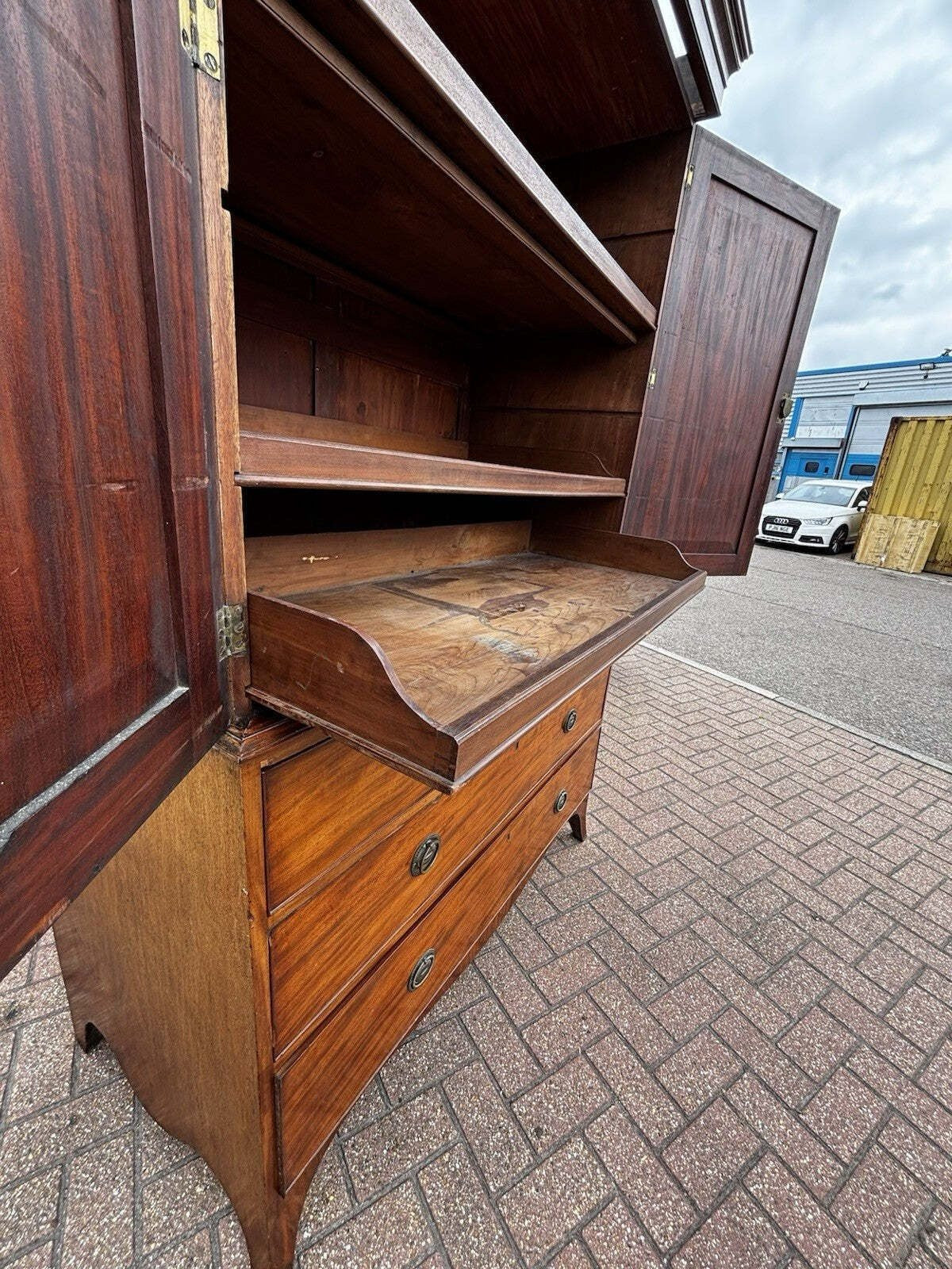 Georgian Flame Mahogany Linen Press Cabinet