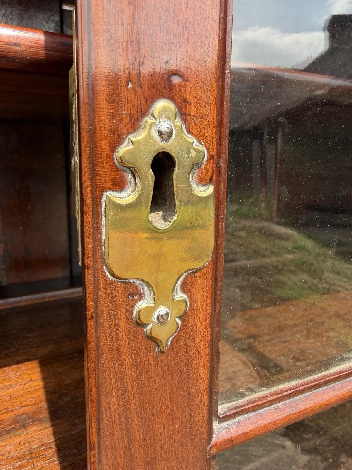 Vintage Georgian Mahogany Glazed Bureau Bookcase Chest of Drawers Writing Desk