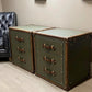 Green Olive Vintage Nightstand Cabinets: Luxury Handcrafted English Bedroom Storage Tables