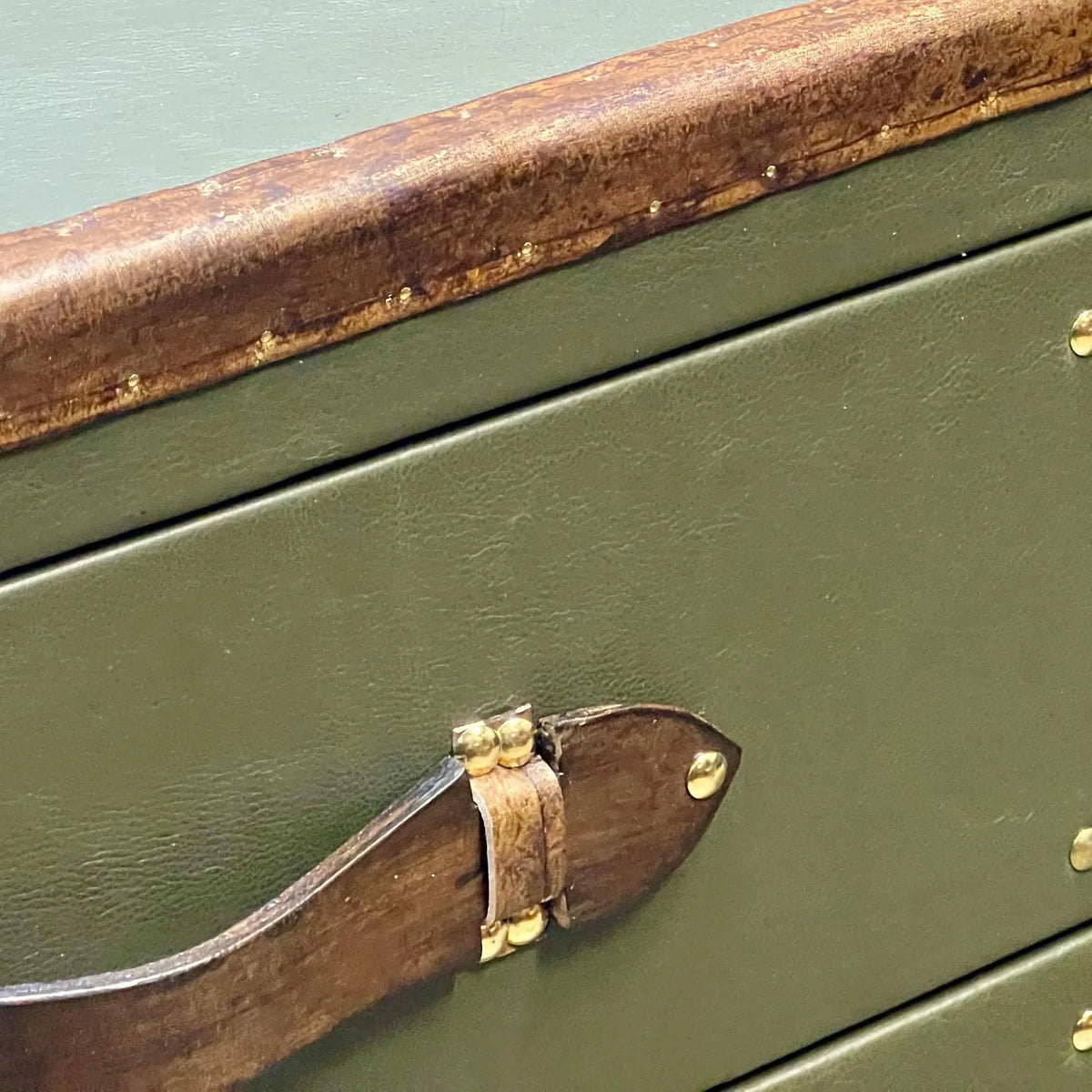 Green Olive Vintage Nightstand Cabinets: Luxury Handcrafted English Bedroom Storage Tables