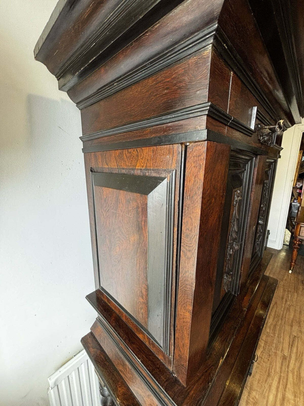 18th Century Gothic Drinks Cabinet On Stand, Lots Of Drawers, Fitted Interior & Pigeon Holes