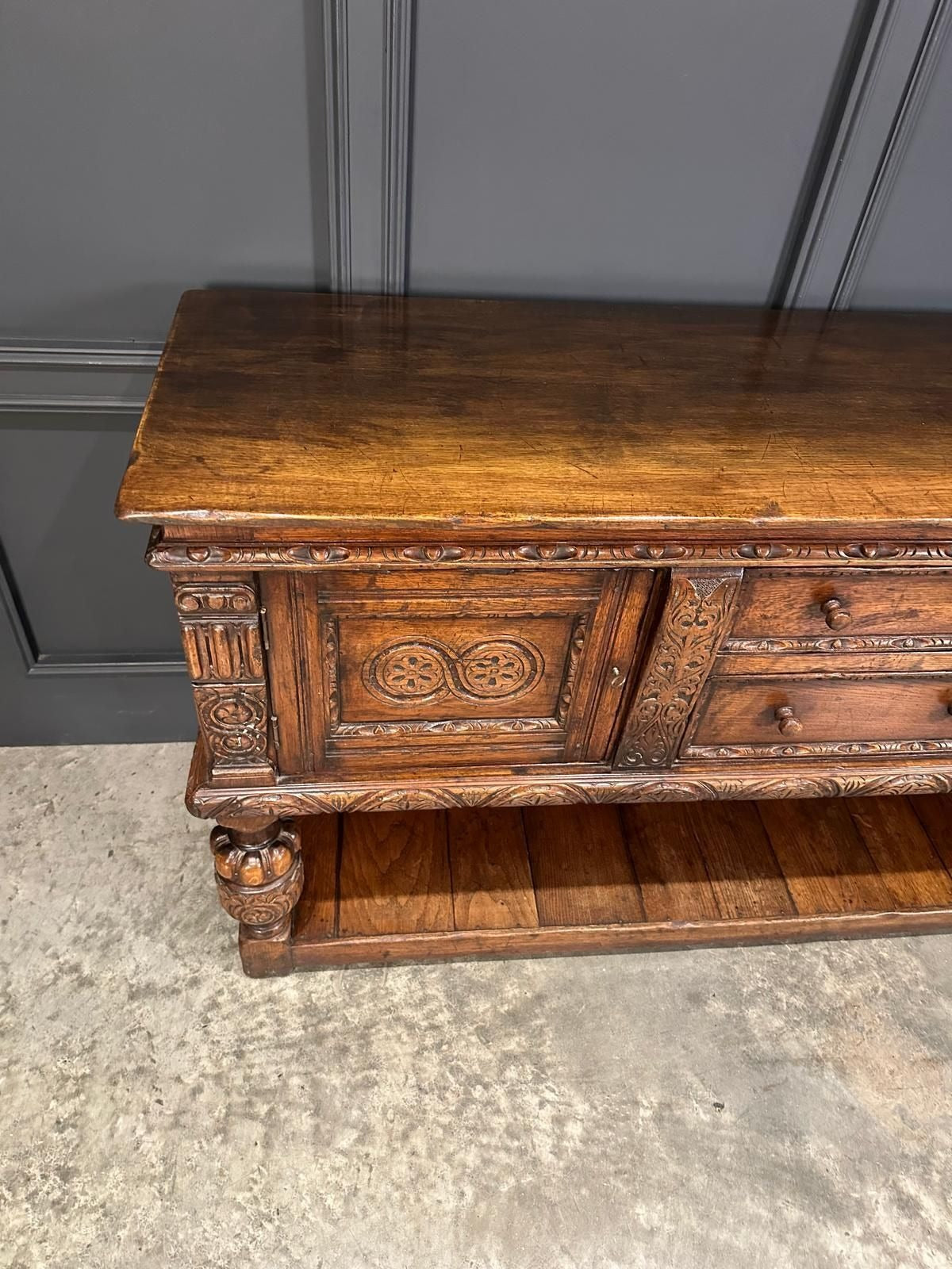 Solid Oak Potboard Dresser Antique Sideboard