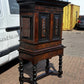 Early 18thC Gothic Antique Cabinet On Stand, Lots Of Drawers, Fitted Interior & Pigeon Holes