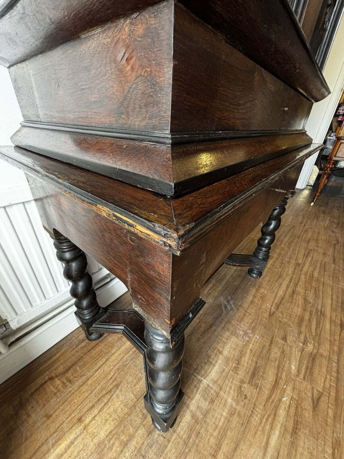 18th Century Gothic Drinks Cabinet On Stand, Lots Of Drawers, Fitted Interior & Pigeon Holes