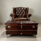 English handmade luxury leather storage trunk - custom made reclaimed leather - bespoke chest