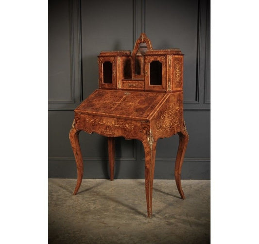 Burr Walnut Marquetry Inlaid Writing Desk