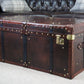 Vintage Storage Trunk Coffee Table | Antique Leather Top | Handmade England