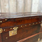 English handmade luxury leather storage trunk - custom made reclaimed leather - bespoke chest
